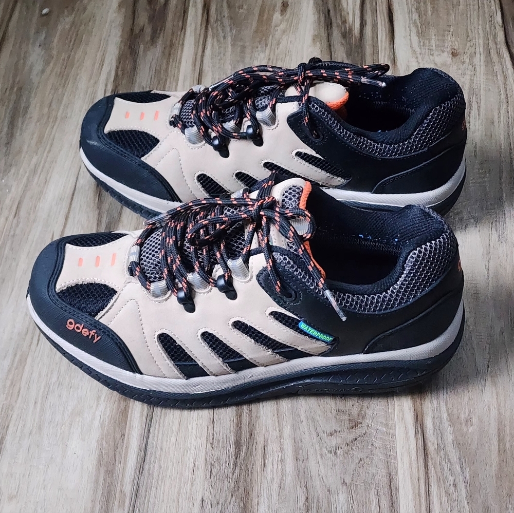 Gravity Defyer and Tan Hiking Shoes